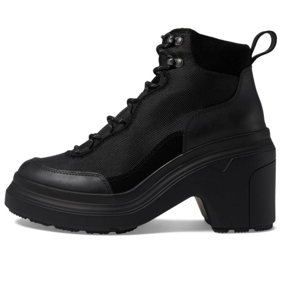Hunter Discoverer Mid Ankle Lace-Up Chunky Heel Boot Lug Sole Black NEW Size 8